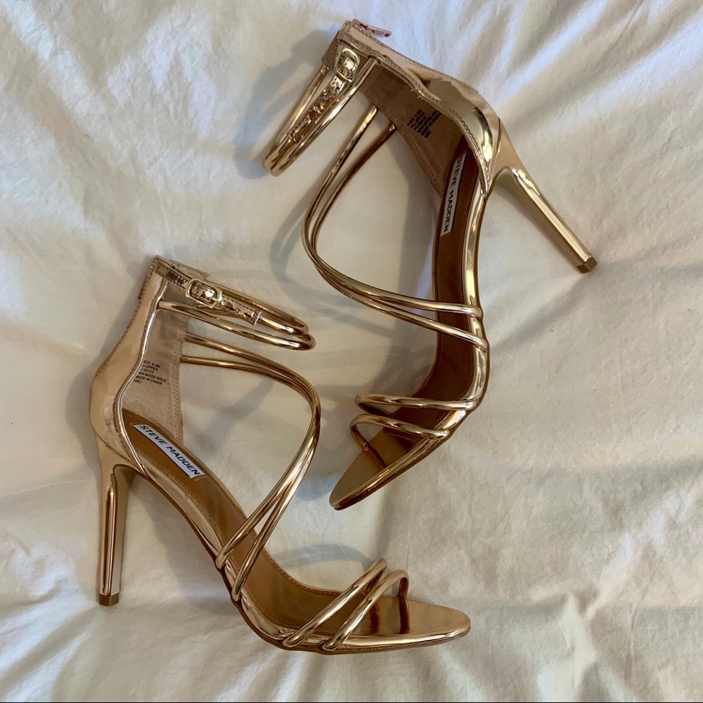 Steve Madden Rose Gold Strappy Stiletto Heels